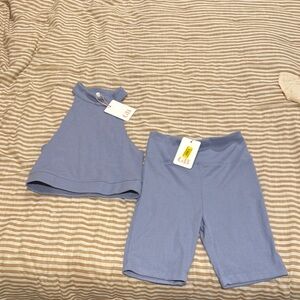 Blue Sleeveless Top and Shorts Set